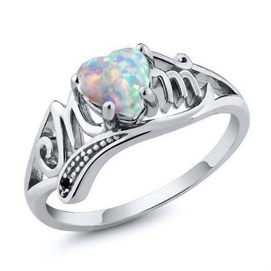 Inlaid Opal Wish Ring in Sterling Silver | Meaningful Opal Gemstone Ring | October Birthstone Gift for Her
