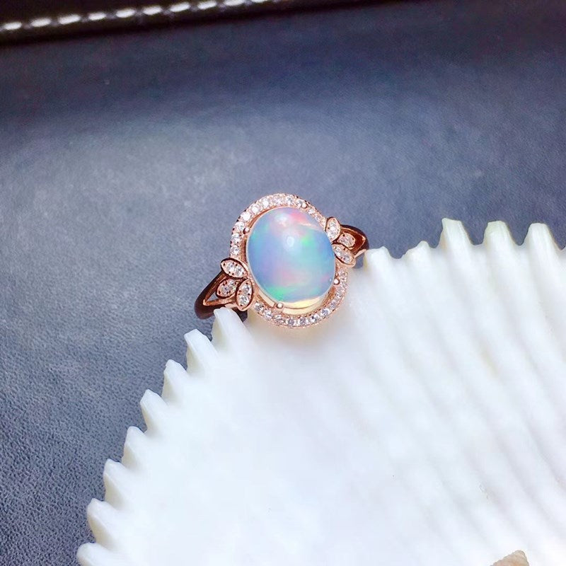 Crown Opal Ring in 18K Gold Plated 925 Sterling Silver | Natural Opal Vintage Crown Ring | Gift for Her