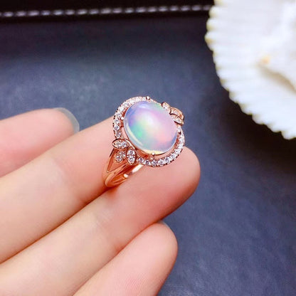 Crown Opal Ring in 18K Gold Plated 925 Sterling Silver | Natural Opal Vintage Crown Ring | Gift for Her