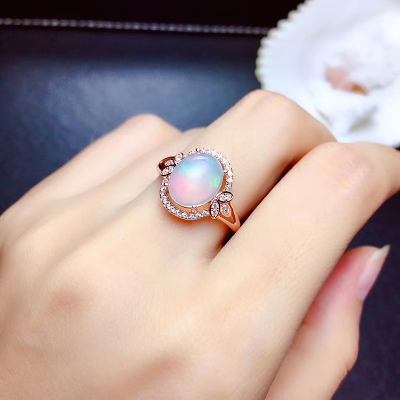 Crown Opal Ring in 18K Gold Plated 925 Sterling Silver | Natural Opal Vintage Crown Ring | Gift for Her