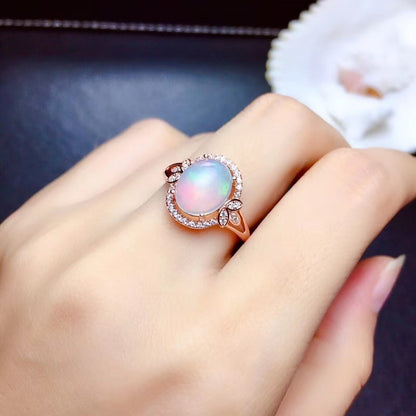 Crown Opal Ring in 18K Gold Plated 925 Sterling Silver | Natural Opal Vintage Crown Ring | Gift for Her