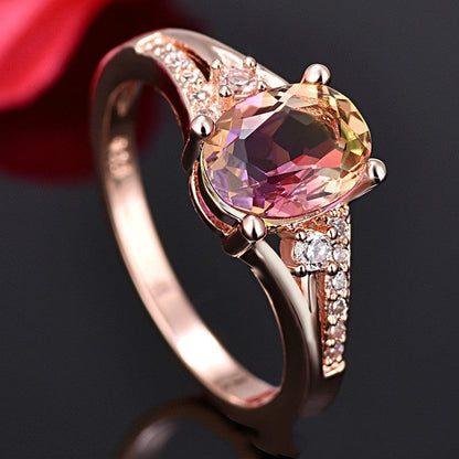 Rose Gold Diamond Opal Ring | Elegant Opal and Diamond Accent Ring | October Birthstone Gift for Her