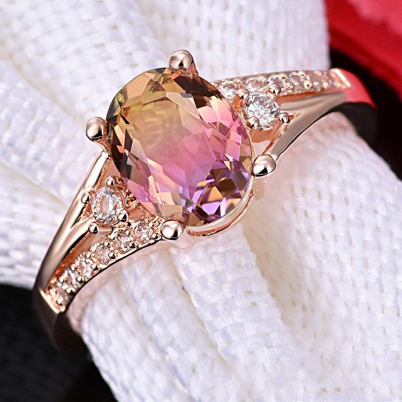 Rose Gold Diamond Opal Ring | Elegant Opal and Diamond Accent Ring | October Birthstone Gift for Her