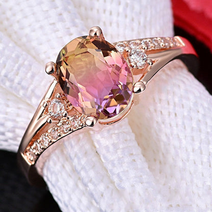 Rose Gold Diamond Opal Ring | Elegant Opal and Diamond Accent Ring | October Birthstone Gift for Her