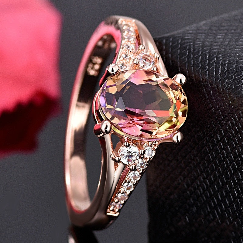 Rose Gold Diamond Opal Ring | Elegant Opal and Diamond Accent Ring | October Birthstone Gift for Her
