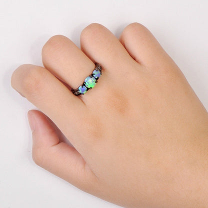 Black Gold Opal Ring | Bold Black Gold Opal Gemstone Ring | October Birthstone Gift for Her