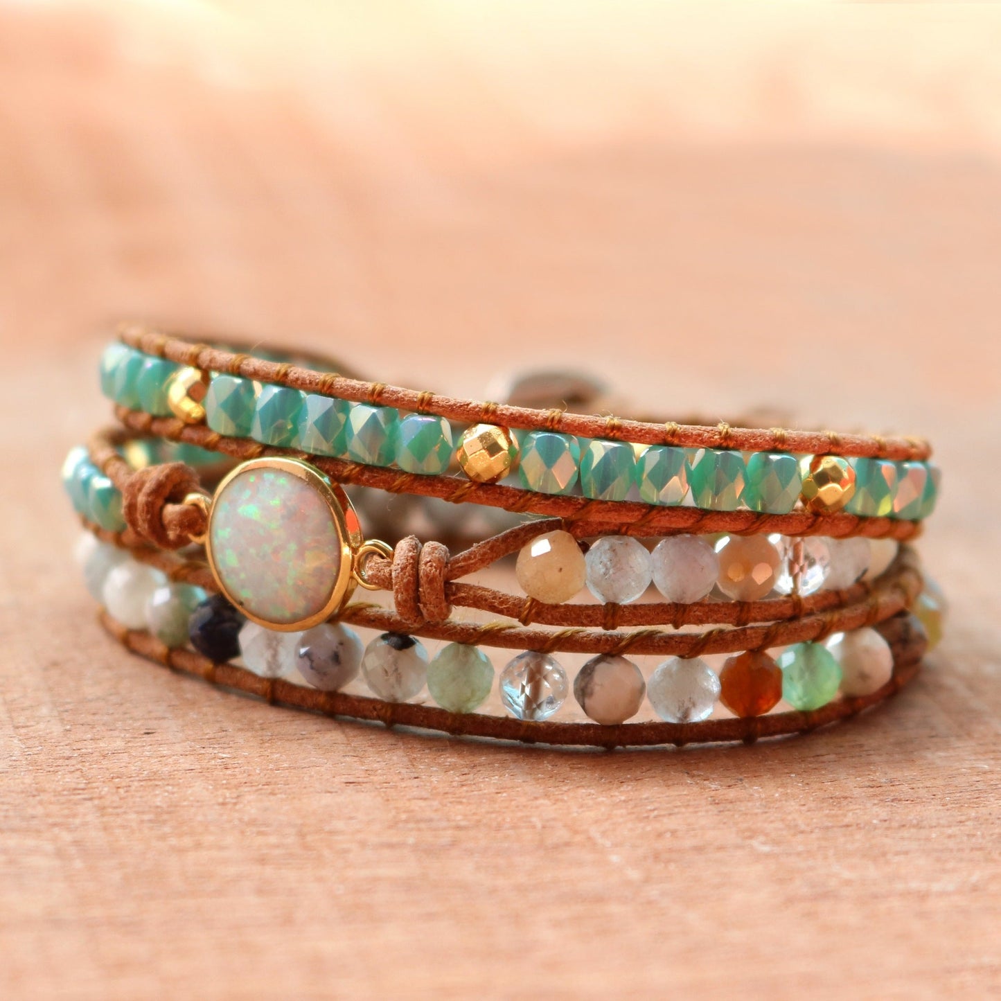 Handwoven Opal Wrap Bracelet