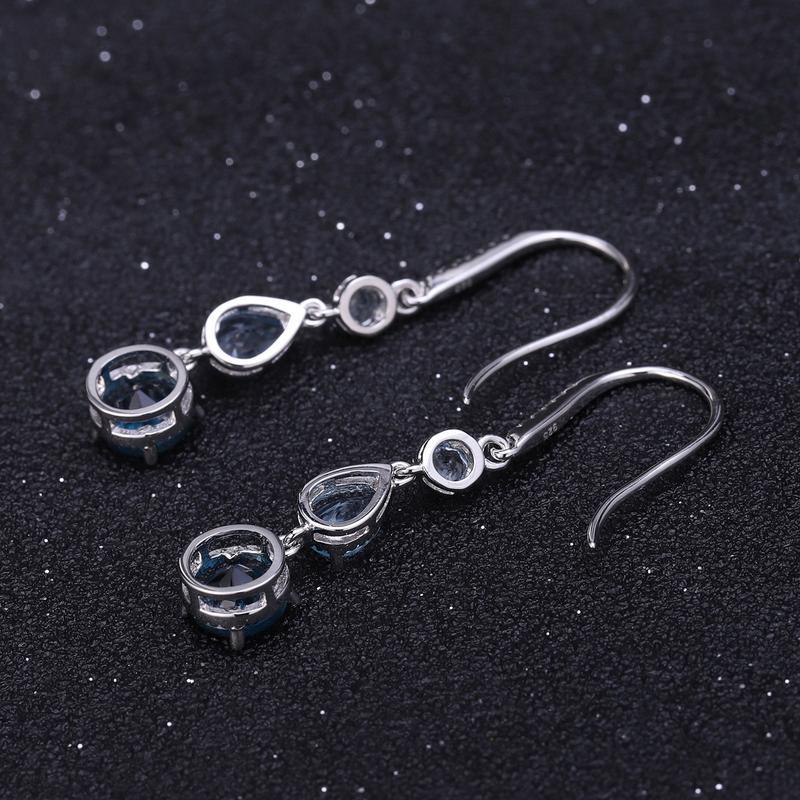 925 Sterling Silver Multi Gemstone Drop Earrings