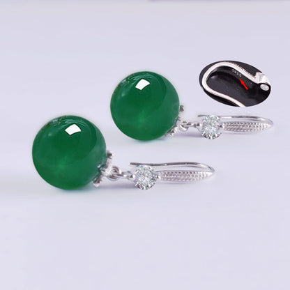 S925 Sterling Silver Green & Red Agate Drop Earrings