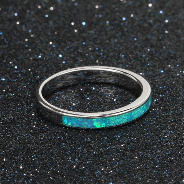 Single Circle Opal Ring in Sterling Silver | Minimalist Round Opal Ring | October Birthstone Gift for Her