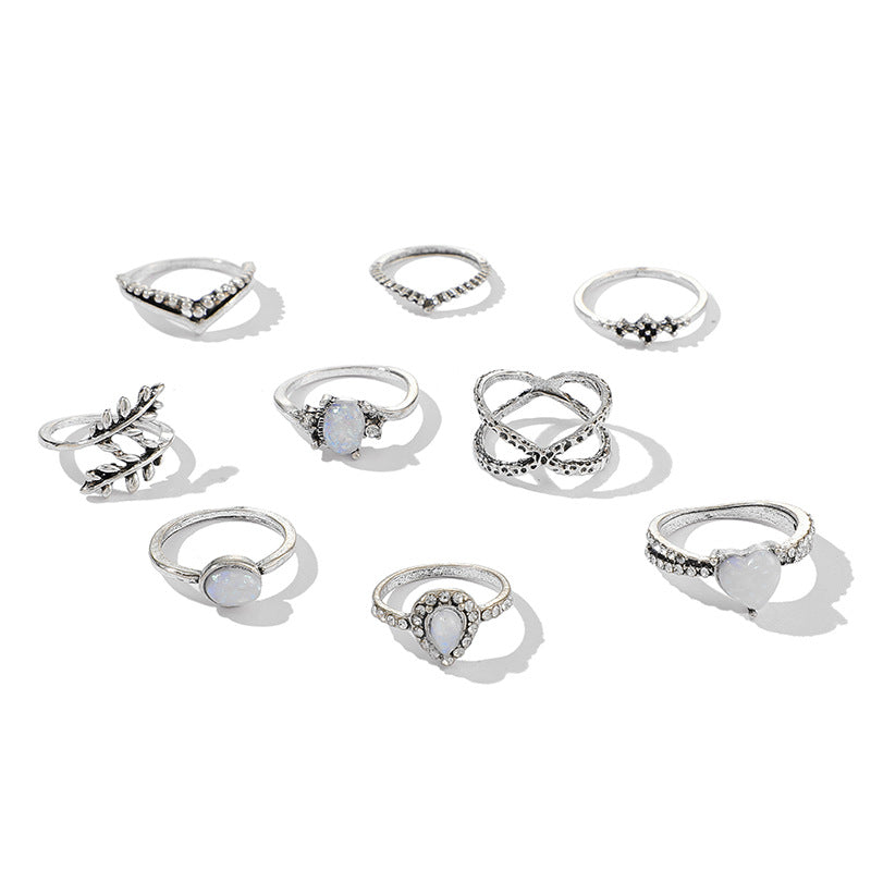 5-Piece Opal Stacking Ring Set in Sterling Silver | Stackable Opal Ring Set | October Birthstone Gift for Her
