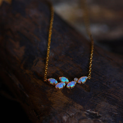 Marquise Opal Necklace and Ring Set in 925 Sterling Silver | Matching Opal Jewelry Set | October Birthstone Gift for Her