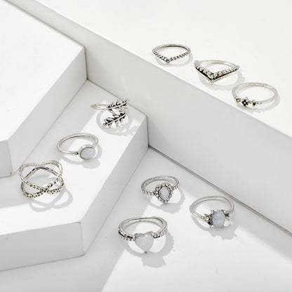5-Piece Opal Stacking Ring Set in Sterling Silver | Stackable Opal Ring Set | October Birthstone Gift for Her