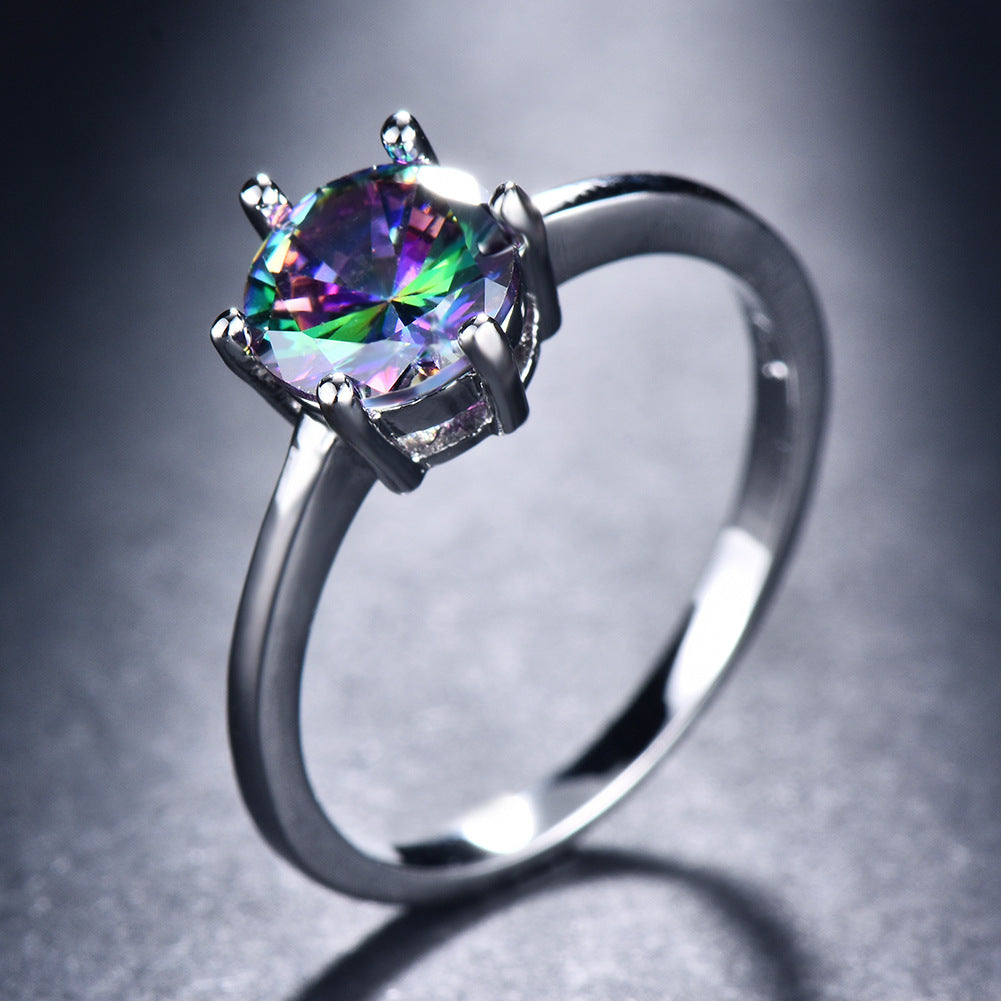 Elegant Opal Solitaire Ring in Sterling Silver | Classic Opal Solitaire Engagement Ring | October Birthstone Gift for Her