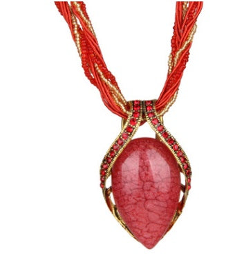 Vintage Bohemian Opal Crystal Necklace