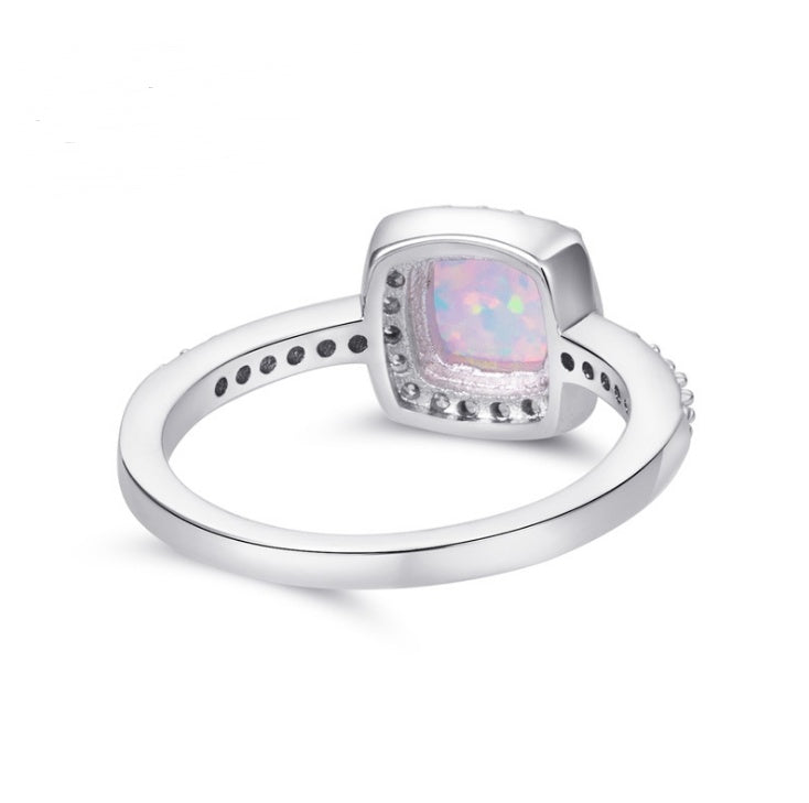 Cushion Cut Opal Halo Ring in Sterling Silver | Cushion Opal Engagement Ring | October Birthstone Gift for Her