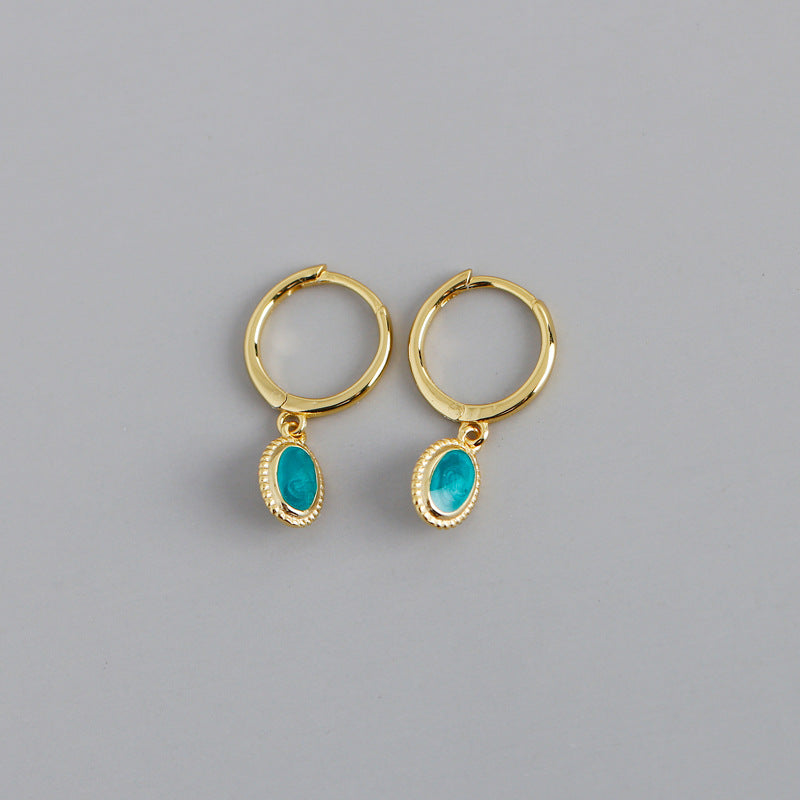 Sterling Silver Opal Hoop Earrings