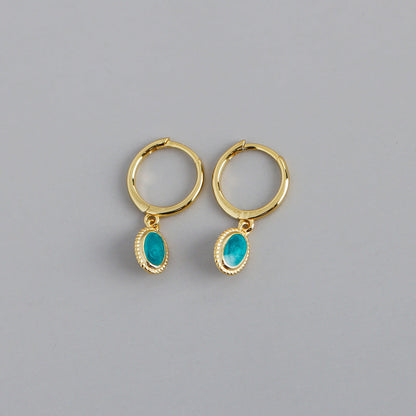 Sterling Silver Opal Hoop Earrings