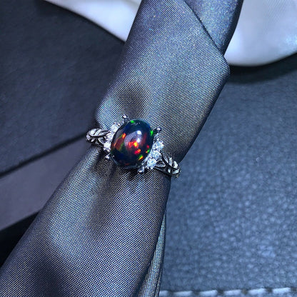 Natural Opal Inlaid Ring in 925 Sterling Silver | Genuine Opal Gemstone Ring | October Birthstone Gift for Her