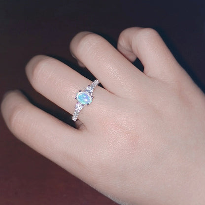 Water Drop Natural Opal Ring in 925 Sterling Silver | October Birthstone Anniversary Gift for Her
