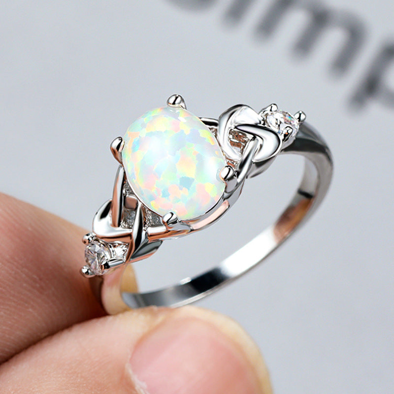 Opal Essence Ring in Sterling Silver | Pure Opal Gemstone Silver Ring | October Birthstone Gift for Her