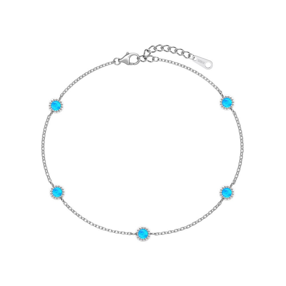 Dainty Opal Station Bracelet in 925 Sterling Silver & Gold plated