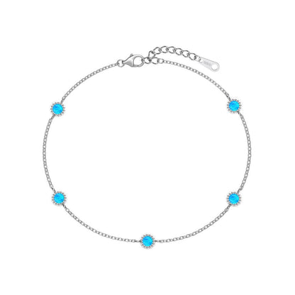 Dainty Opal Station Bracelet in 925 Sterling Silver & Gold plated