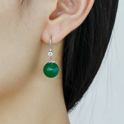 S925 Sterling Silver Green & Red Agate Drop Earrings