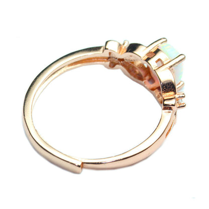 Rose Gold Multi Fire White Opal Ring | Vibrant White Opal Rose Gold Ring | October Birthstone Gift for Her