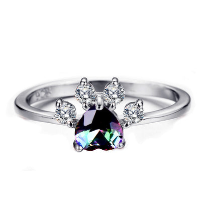 Rose Gold Footprint Heart Opal Ring | Romantic Heart Shaped Opal Ring | October Birthstone Gift for Her