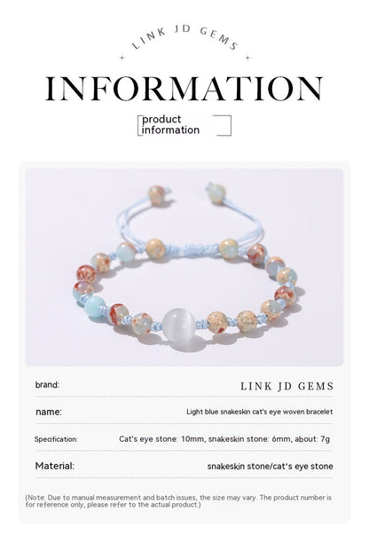 Light Blue Snakeskin Stone Opal Woven Bracelet