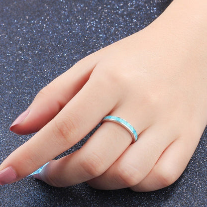 Single Circle Opal Ring in Sterling Silver | Minimalist Round Opal Ring | October Birthstone Gift for Her