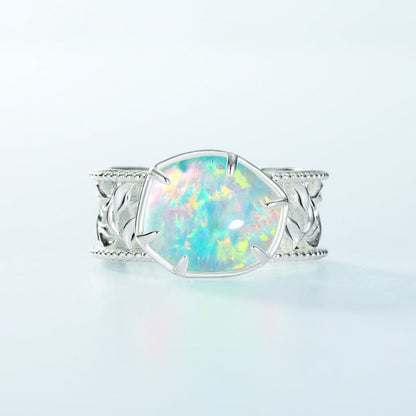 Opal Ring in S925 Sterling Silver | Classic Opal Gemstone Ring | October Birthstone Gift for Her