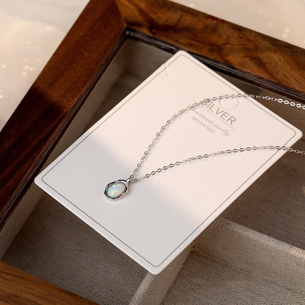 Oval Opal Pendant Necklace