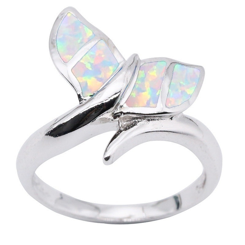 Mermaid Tail Opal Ring in Sterling Silver | Magical Ocean Opal Ring | October Birthstone Gift for Her