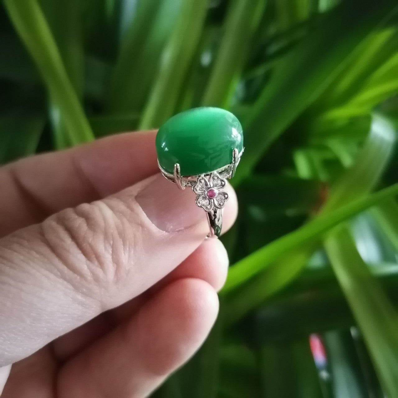 Opal and Emerald Ring in 925 Sterling Silver | Opal with Emerald Accent Ring | October Birthstone Gift for Her