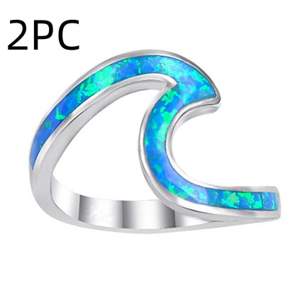 Wave Opal Ring in 925 Sterling Silver | Natural Opal Inlay Ring | October Birthstone Gift for Her