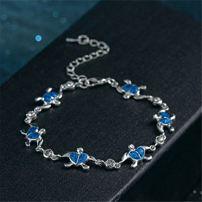 Silver Inlaid Opal Turtle Bracelet