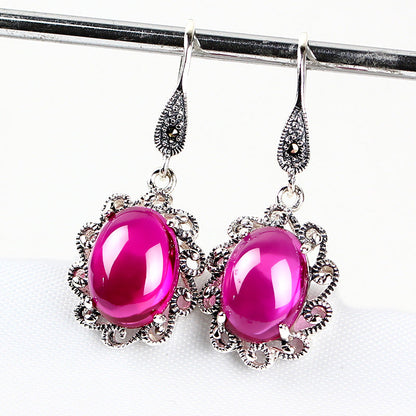 Vintage S925 Sterling Silver Sapphire Earrings