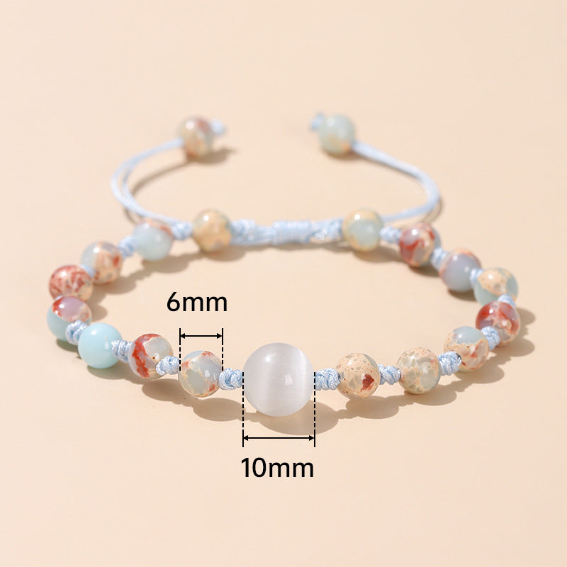 Light Blue Snakeskin Stone Opal Woven Bracelet