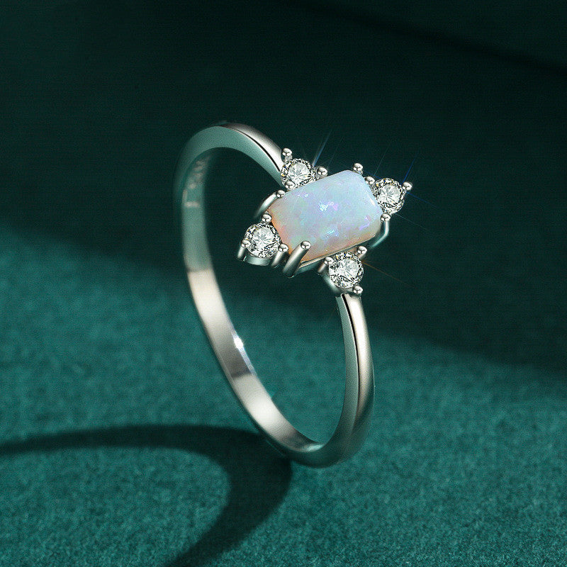 Vintage Opal Ring in S925 Sterling Silver | Antique Style Opal Gemstone Ring | October Birthstone Gift for Her