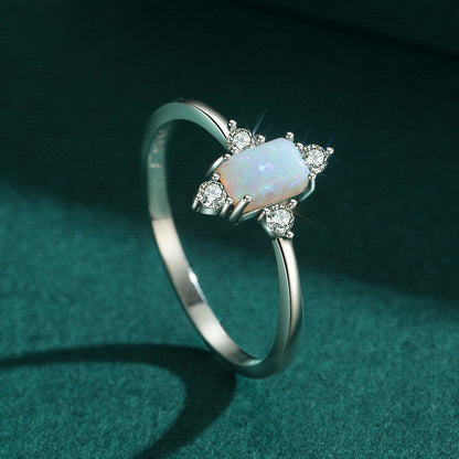 Vintage Opal Ring in S925 Sterling Silver | Antique Style Opal Gemstone Ring | October Birthstone Gift for Her