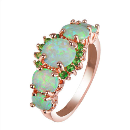 Multi Fire Blue and Green Opal Ring in 925 Sterling Silver | October Birthstone Gift for Her