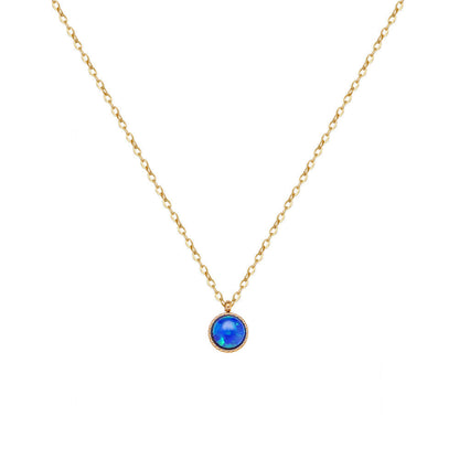White-Blue Round Opal Necklace