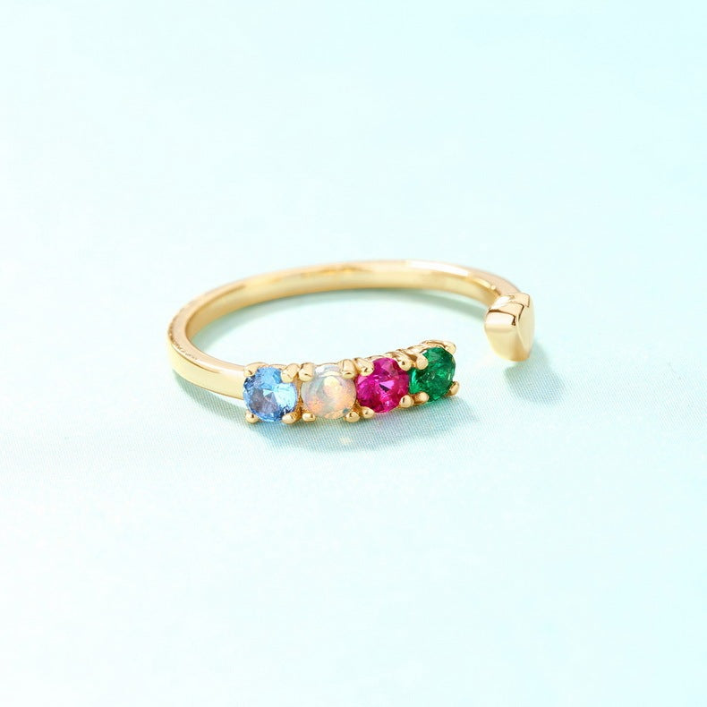 Natural Opal Stone Ring in 9K Gold | Genuine Opal Gemstone Gold Ring | October Birthstone Luxury Gift for Her