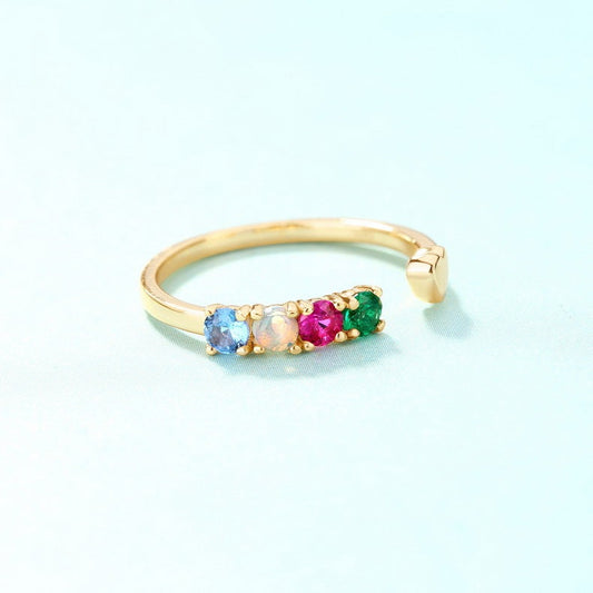 Natural Opal Stone Ring in 9K Gold | Genuine Opal Gemstone Gold Ring | October Birthstone Luxury Gift for Her