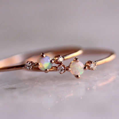 Minimal Opal Solitaire Ring in Sterling Silver | Dainty Opal Ring | October Birthstone Gift for Her