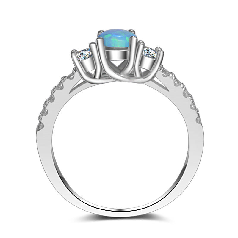 Bow Opal Ring in 925 Sterling Silver | Natural Opal Bridal Ring for Women | October Birthstone Gift for Her
