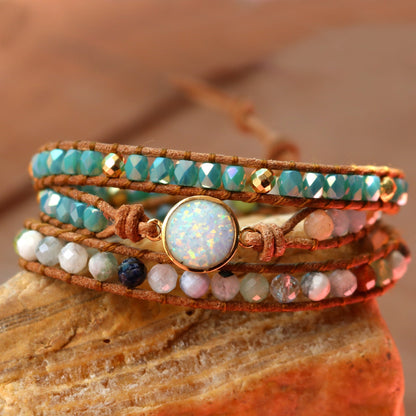 Handwoven Opal Wrap Bracelet