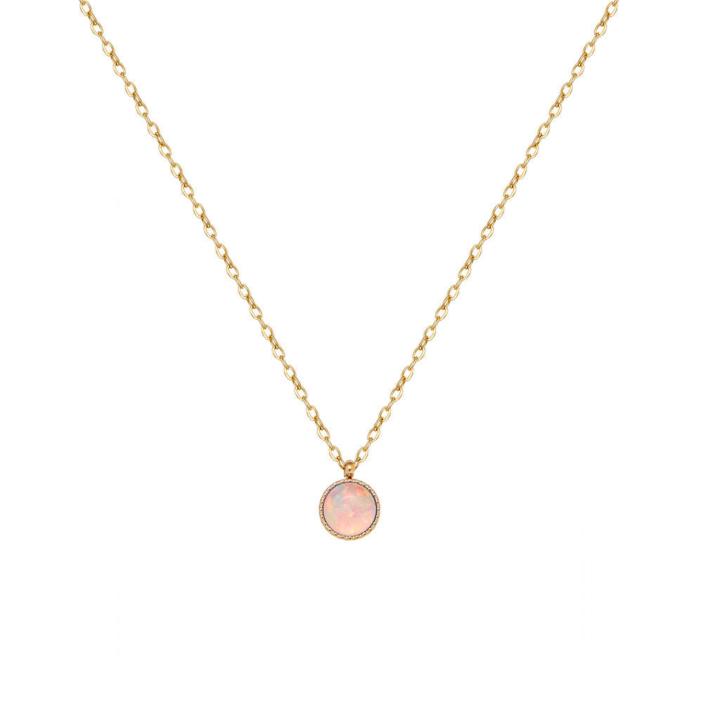 White-Blue Round Opal Necklace
